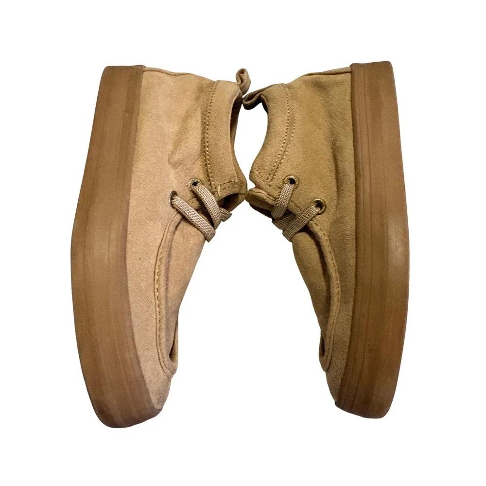 Old Navy Boys Tan Faux Suede Moc Toe Chukka Boots Size 12 Mid Top Sneaker Shoes